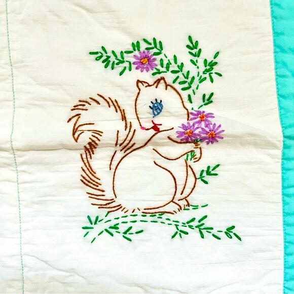 Handcrafted Hand Embroidered Baby Blanket with Animals Baby Shower Gift - Picture 5 of 12